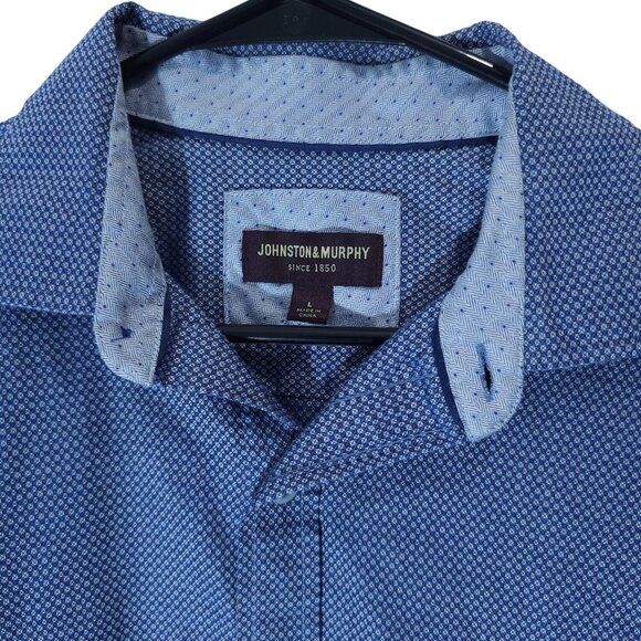Johnston & Murphy Men's Large Blue L/S Shirt - Picture 3 of 11